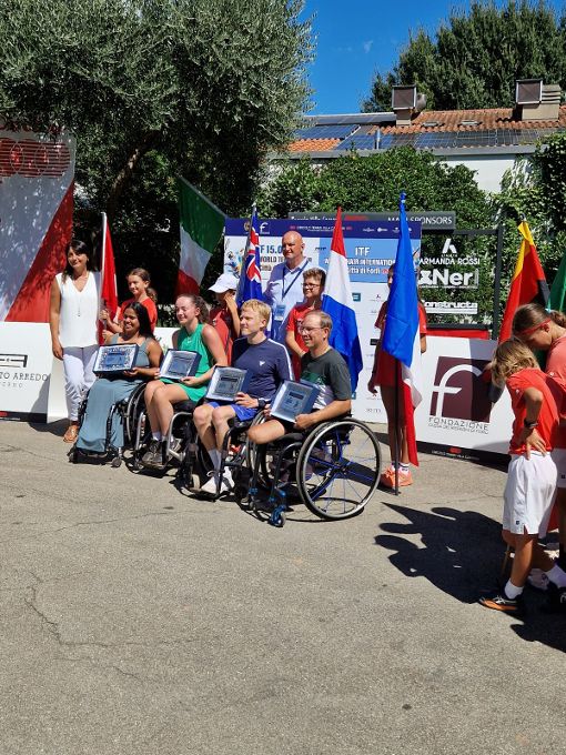 Un momento delle premiazioni dell'ultima edizione dell'Itf Wheelchair al Villa Carpena