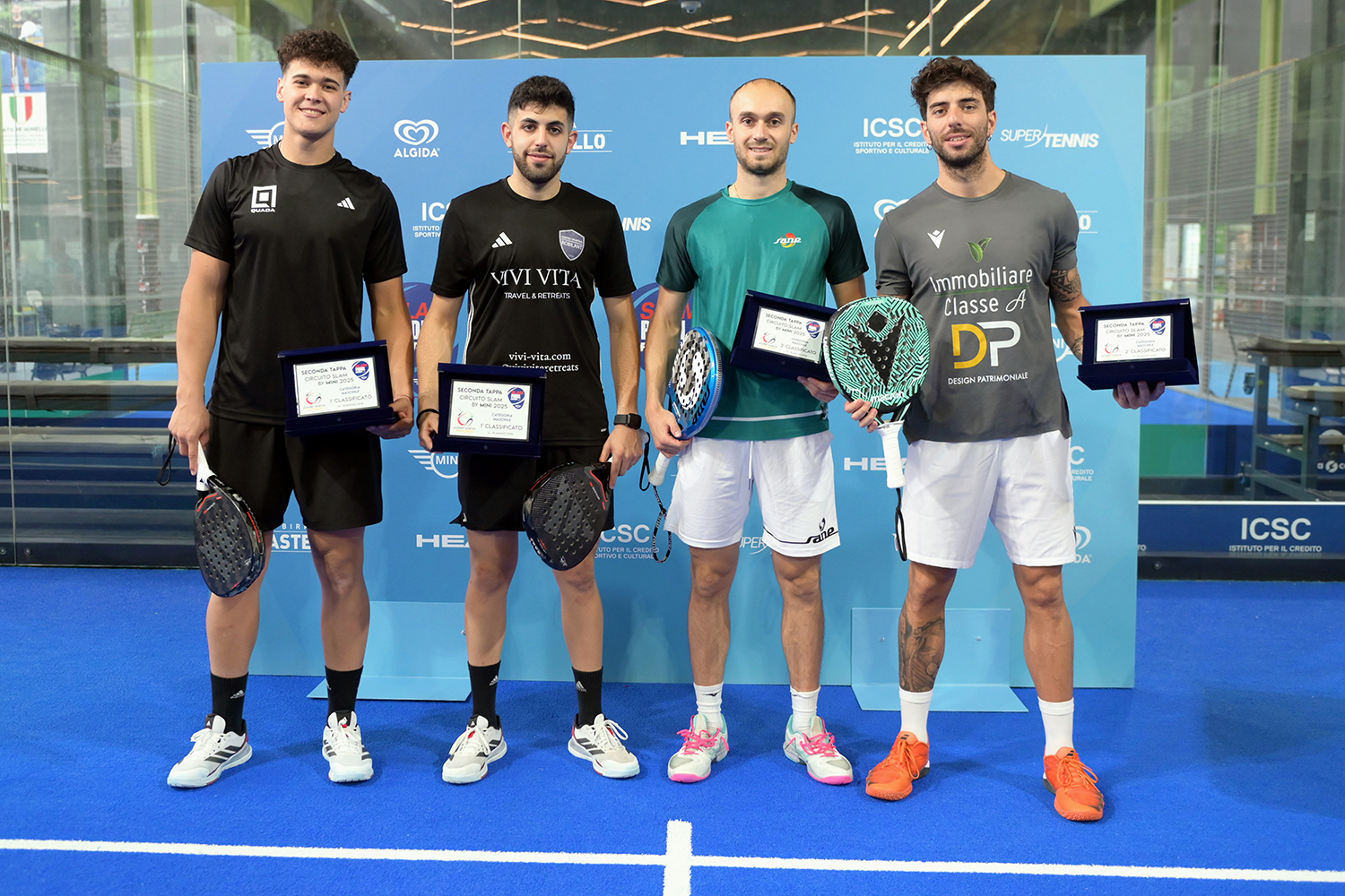 I finalisti del tabellone maschile. Da sinistra: Oviedo, Giuliani, Rosingana e Galli (foto FITP)