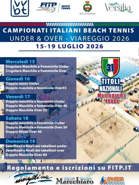 A Viareggio i campionati italiani under e over di beach tennis