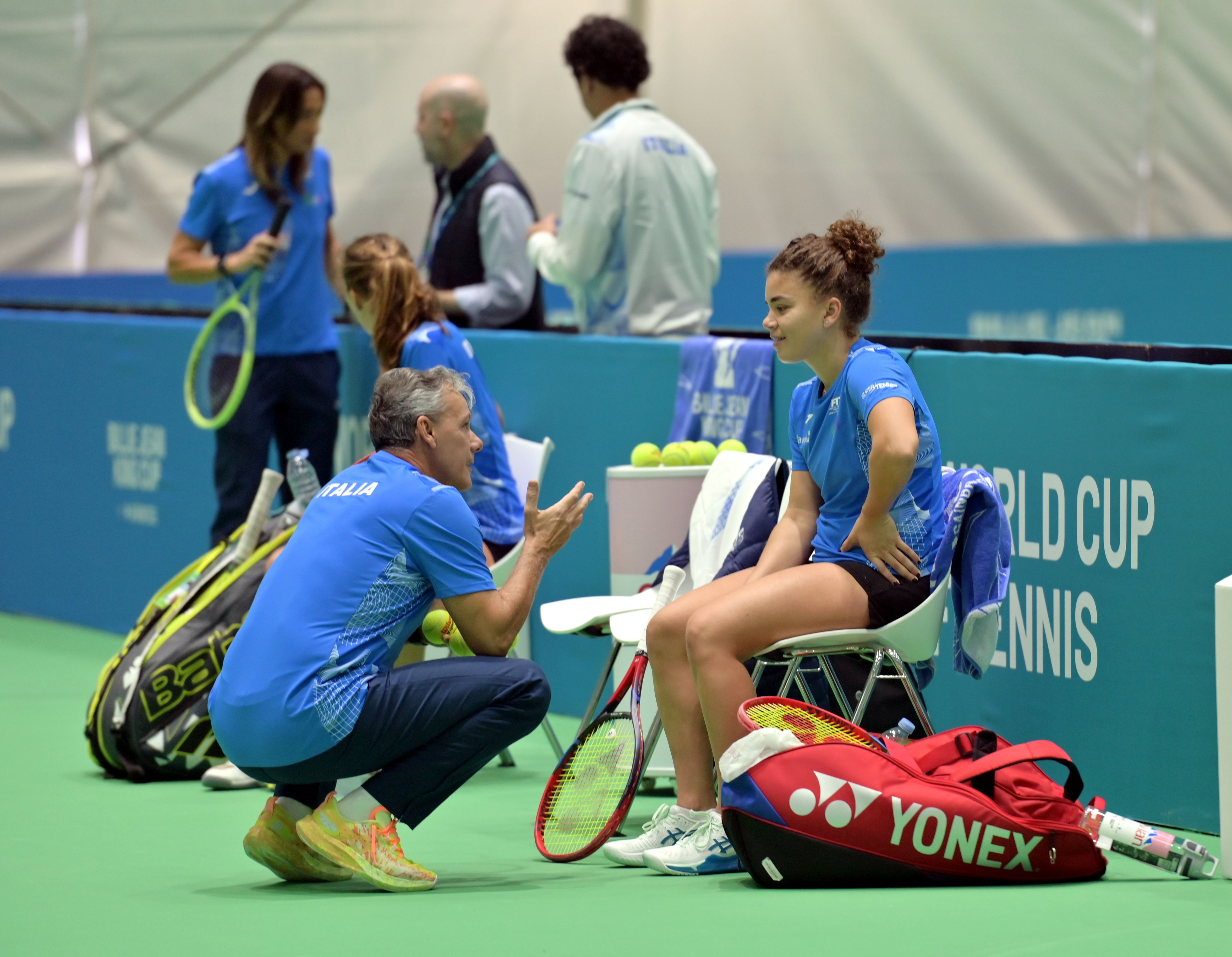 Renzo Furlan con Jasmine Paolini in Billie Jean King Cup