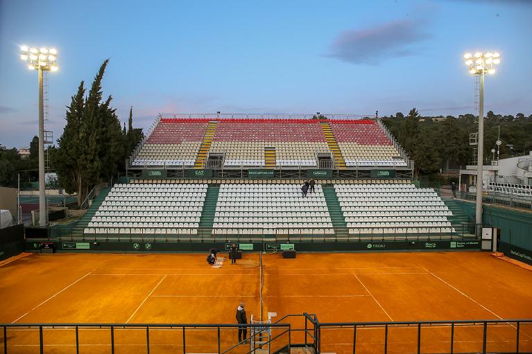 Il Centrale del Tennis Club Cagliari senza pubblico