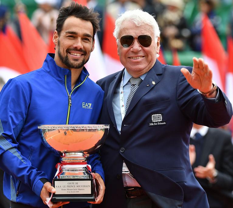 Nicola Pietrangeli con Fabio Fognini a MonteCarlo 2019