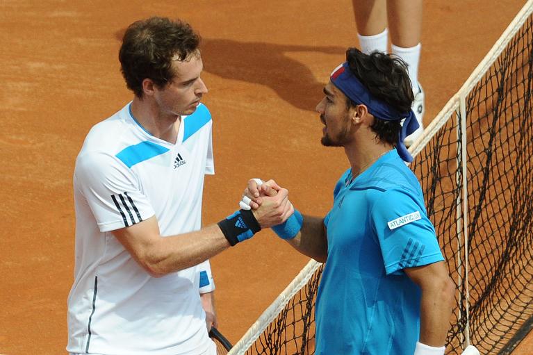 Fabio Fognini e Andy Murray in Coppa Davis a Napoli nel 2014