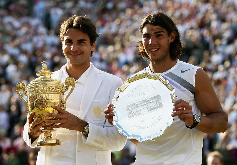 La premiazione di Wimbledon 2007 tra Roger Federer e Rafa Nadal