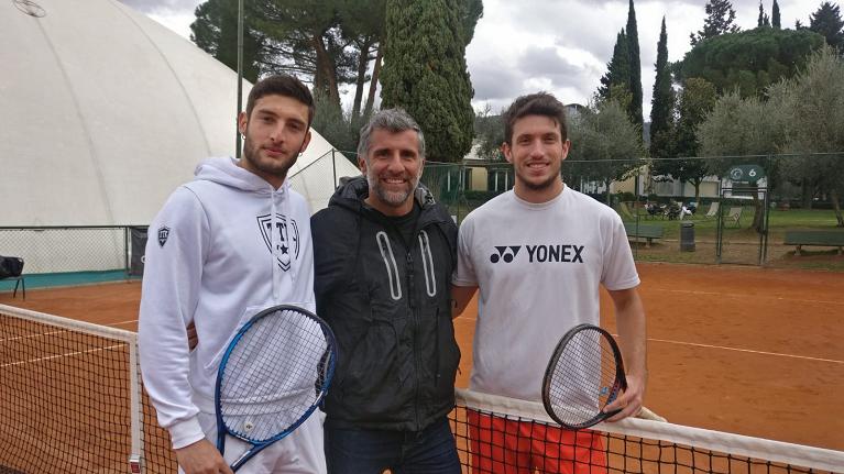 Andrea Picchione con il coach Giorgio Galimberti e Federico Bertuccioli