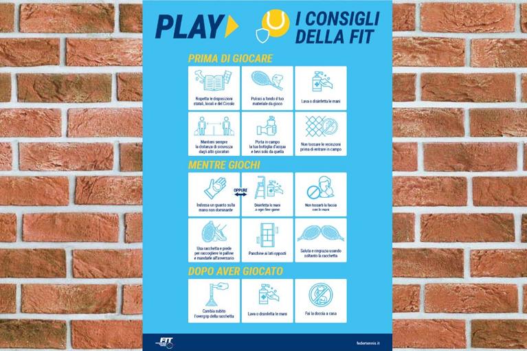 Il manifesto con i consigli per giocare a tennis in sicurezza