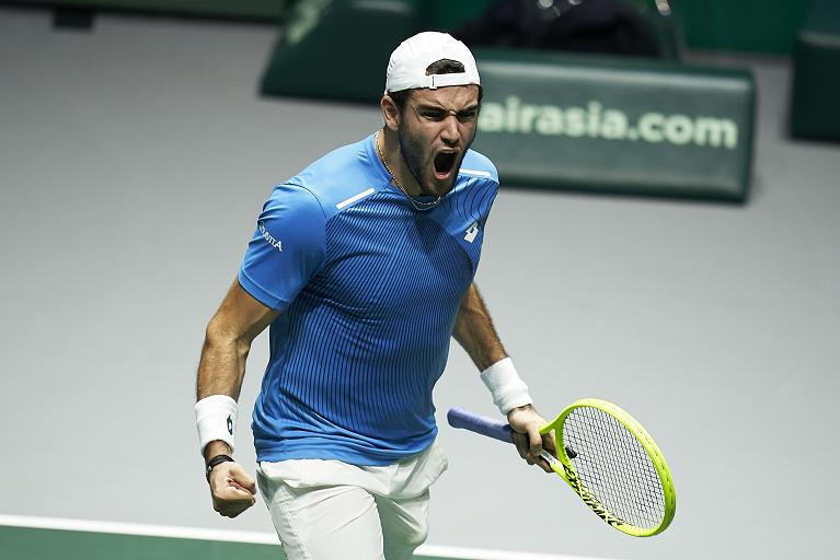 Matteo Berrettini impegnato in Coppa Davis