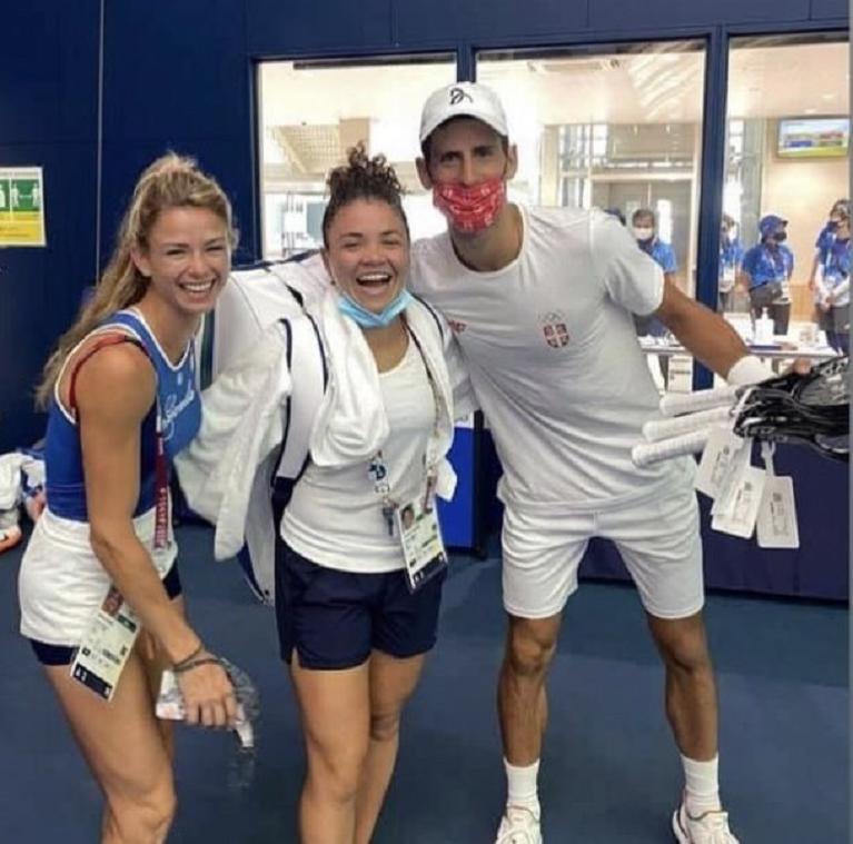Camila Giorgi e Jasmine Paolini con Novak Djokovic
