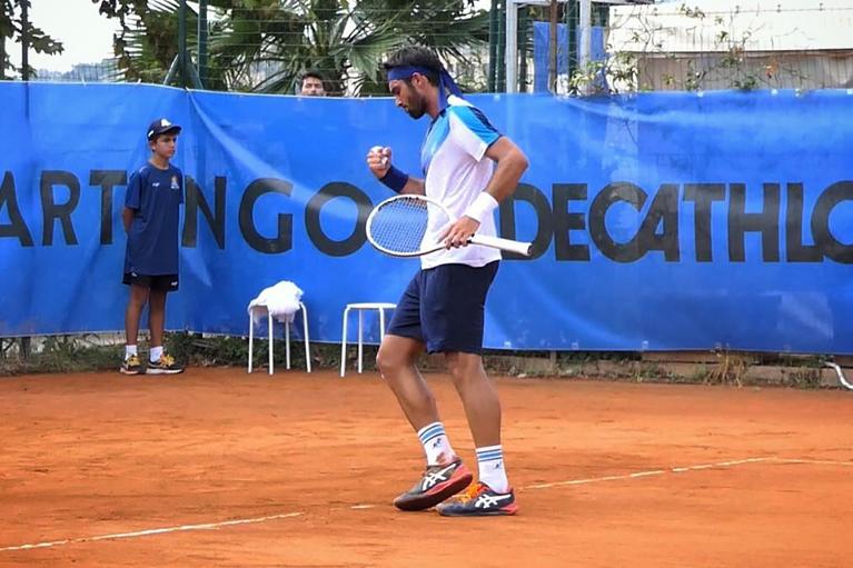 Marco Miceli in azione durante il challenger di Napoli