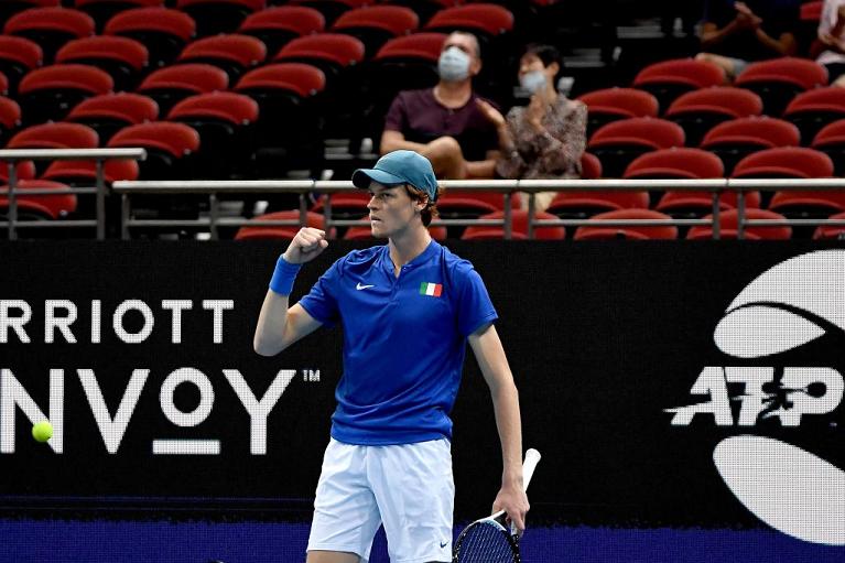 Jannik Sinner esulta (foto Getty Images)