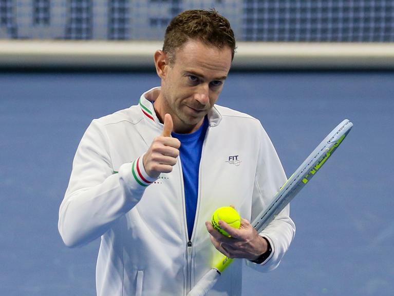 Davis Cup: cenno di approvazione del capitano azzurro Filippo Volandri (foto Sposito)