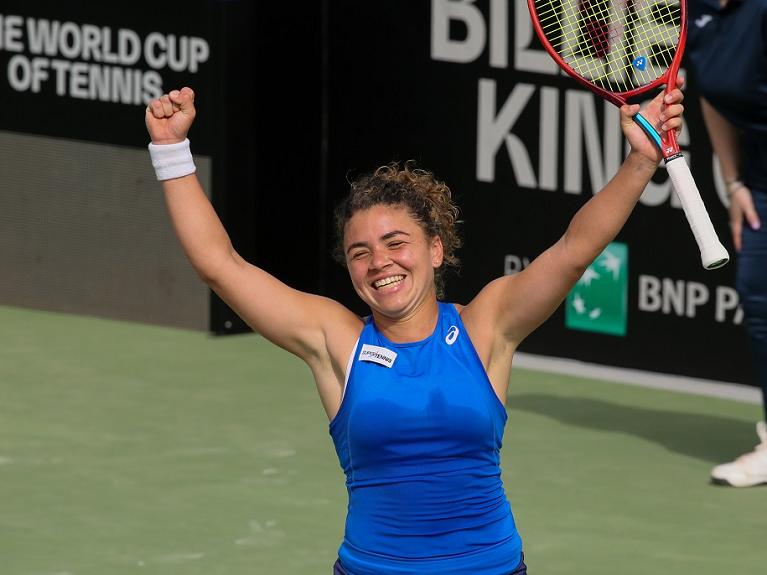 BJK Cup: Jasmine Paolini esulta (foto Sposito)