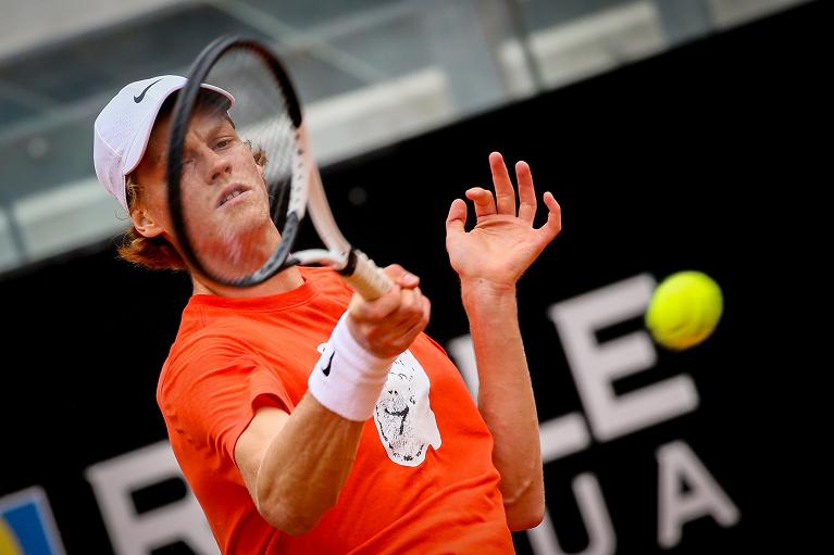 Jannik Sinner in allenamento al Foro Italico (foto Sposito)