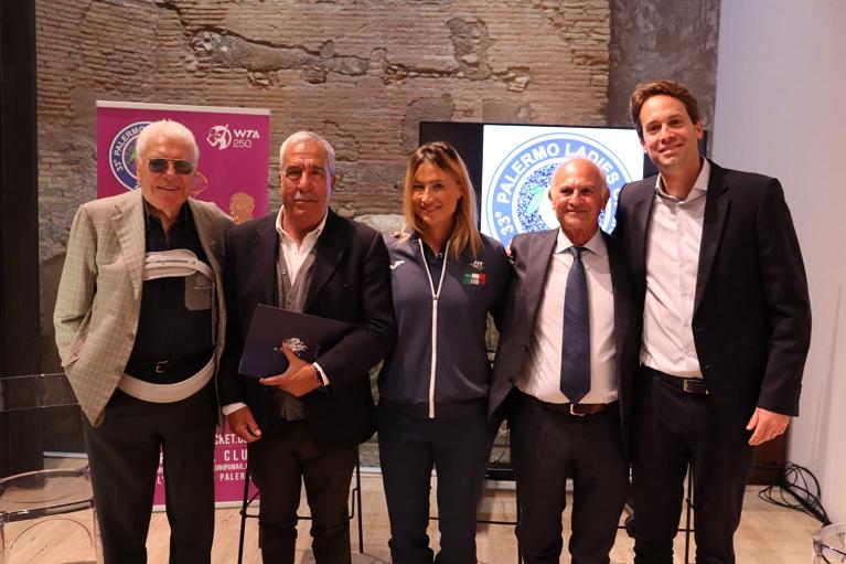 Presentazione WTA Palermo: Nicola Pietrangeli, Giorgio Cammarata, Tathiana Garbin, Oliviero Palma e Fabrizio Sestini