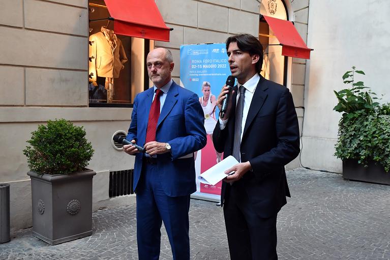 Il presidente della FIT Angelo Binaghi e l'assessore allo Sport, Grandi Eventi e Moda di Roma Capitale Alessandro Onorato (Foto Adelchi Fioriti)