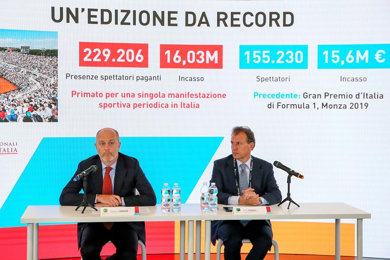 Angelo Binaghi e Vito Cozzoli alla conferenza stampa di chiusura degli Internazionali BNL d'Italia 2022 (foto Sposito)