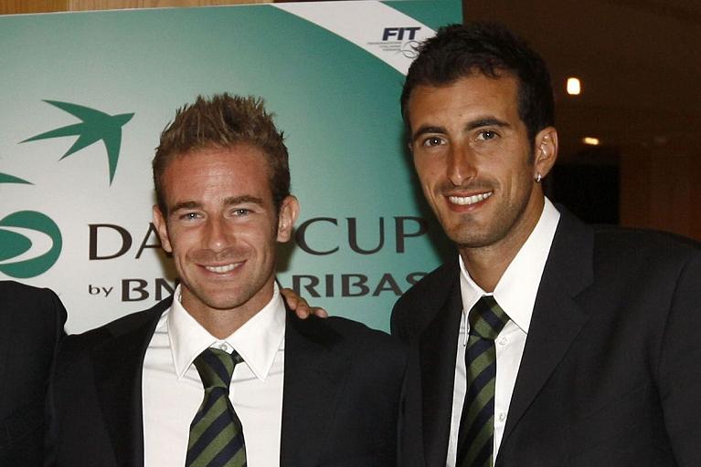 Filippo Volandri e Potito Starace in occasione del match di Coppa Davis Italia- Bielorussia del 2010