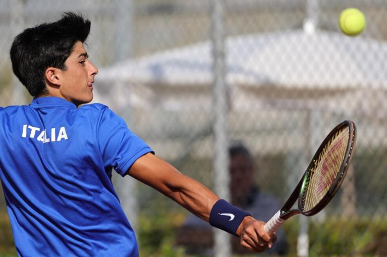 Federico Cinà in Nazionale U16 durante le Junior Davis Cup Finals (foto Srdjan Stevanovic)