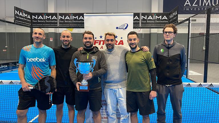 La squadra di Cesena 'Sabbione 1', premiata al Pianeta Padel di Piacenza