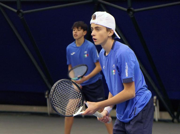 Filippo Garbero e Carlo Paci durante il doppio della sfida Italia-Slovenia
