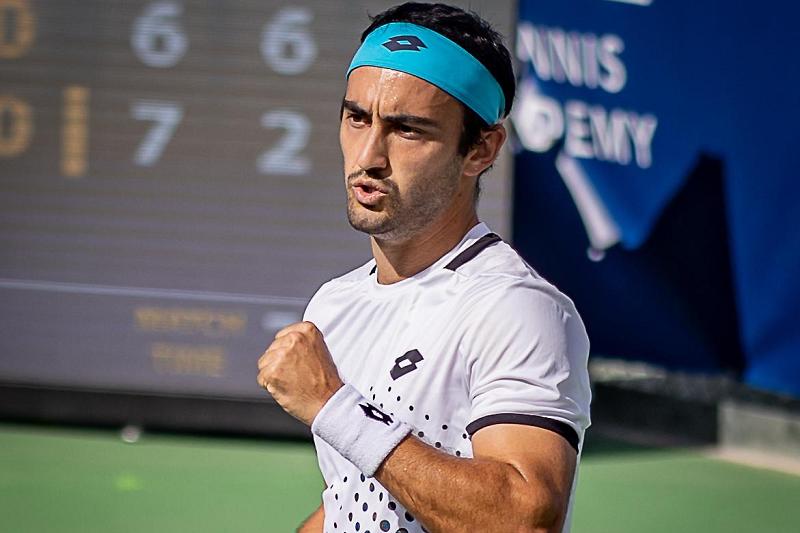 Lorenzo Giustino esulta (foto Combi / MEF Tennis Events)