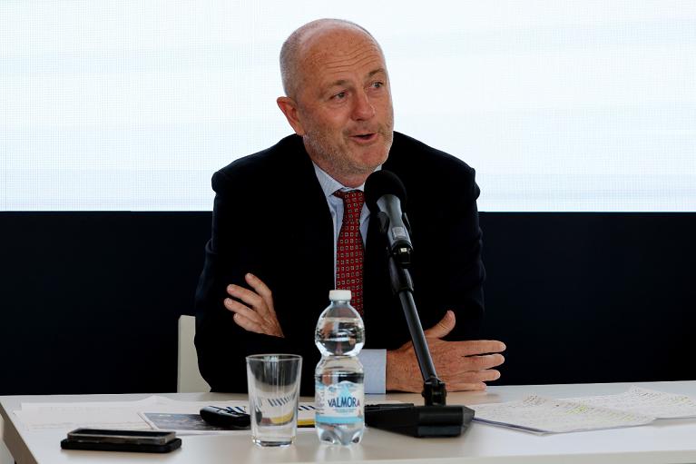 Angelo Binaghi alla conferenza stampa di chiusura degli Internazionali BNL d'Italia 2023 (foto Sposito)