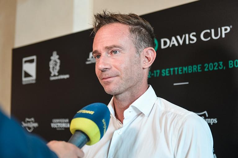 Filippo Volandri a margine della conferenza stampa di presentazione del girone di Coppa Davis a Bologna (Francesca Grana/FITP)