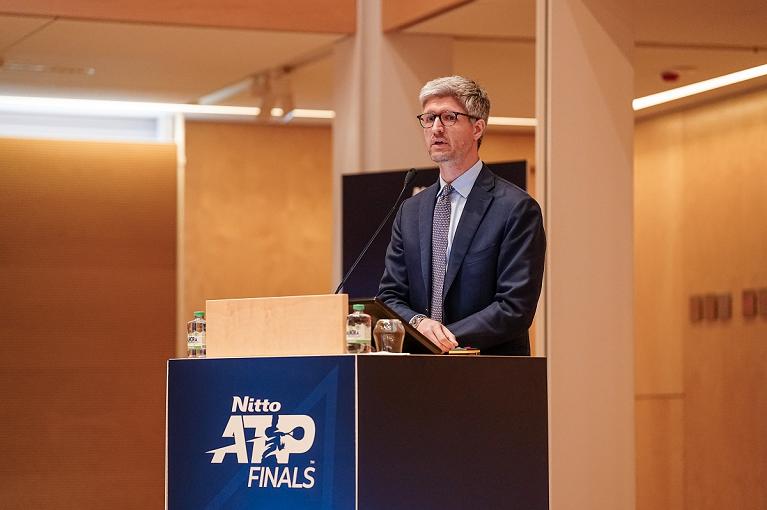 Il Direttore Generale della FITP Marco Martinasso alla conferenza stampa di presentazione del Masterplan delle Nitto ATP Finals 2023