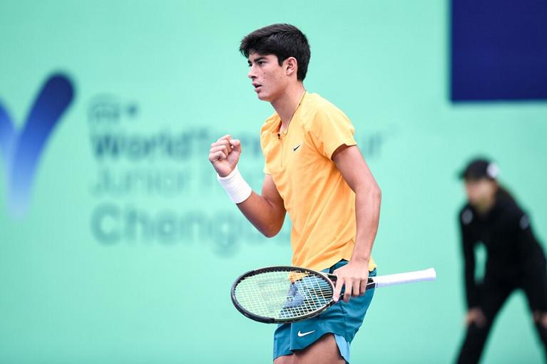 Federico Cinà esulta (foto Linjiaming/ITF web site)