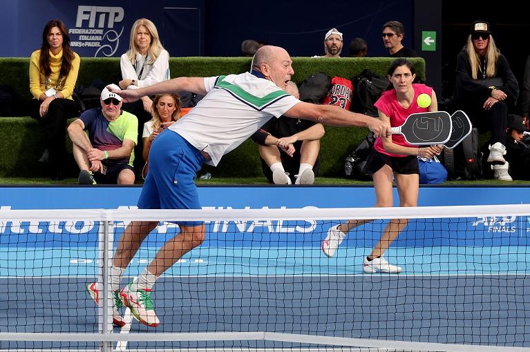 Il presidente della FITP Angelo Binaghi e la vice presidente FITP Chiara Appendino al torneo di pickleball (foto Sposito/FITP)