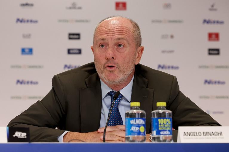 Il presidente della Federazione Italiana Tennis e Padel, Angelo Binaghi, al Pala Alpitour per la conferenza finale delle Nitto ATP Finals 2023 (Foto Sposito/FITP)