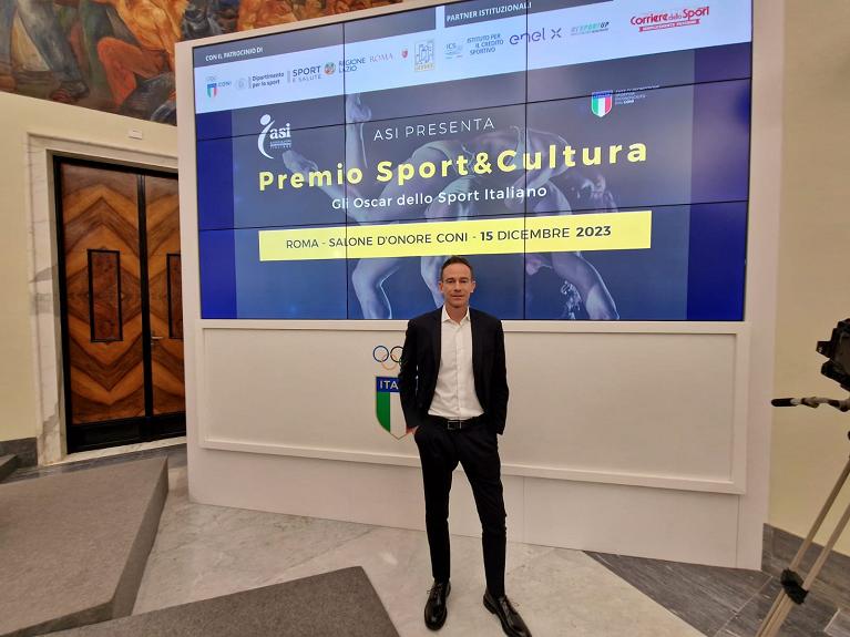 Filippo Volandri al Salone d'Onore del CONI di Roma al Foro Italico per ricevere il Premio ASI Sport&Cultura