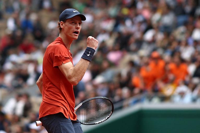 Tutta la grinta di Jannik Sinner (foto Getty Images)