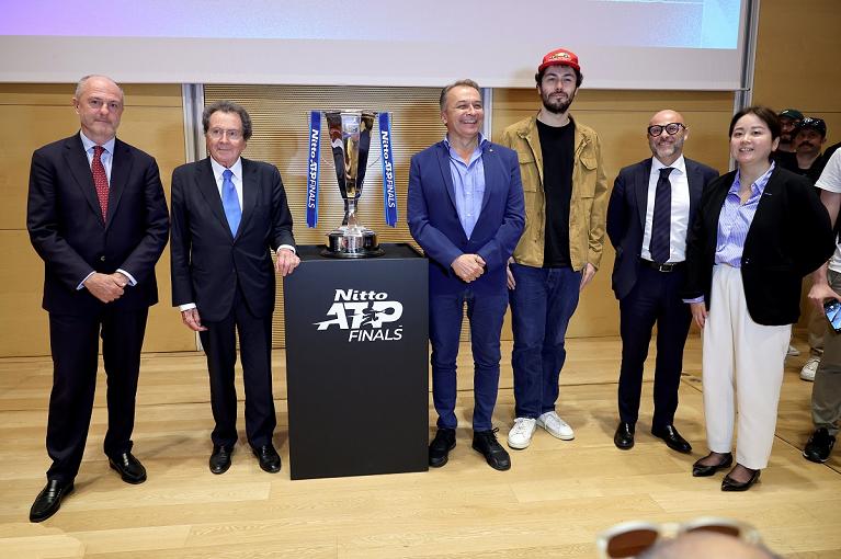 I relatori e gli ospiti della conferenza stampa di presentazione del Masterplan delle Nitto ATP Finals 2025 (Getty Images)