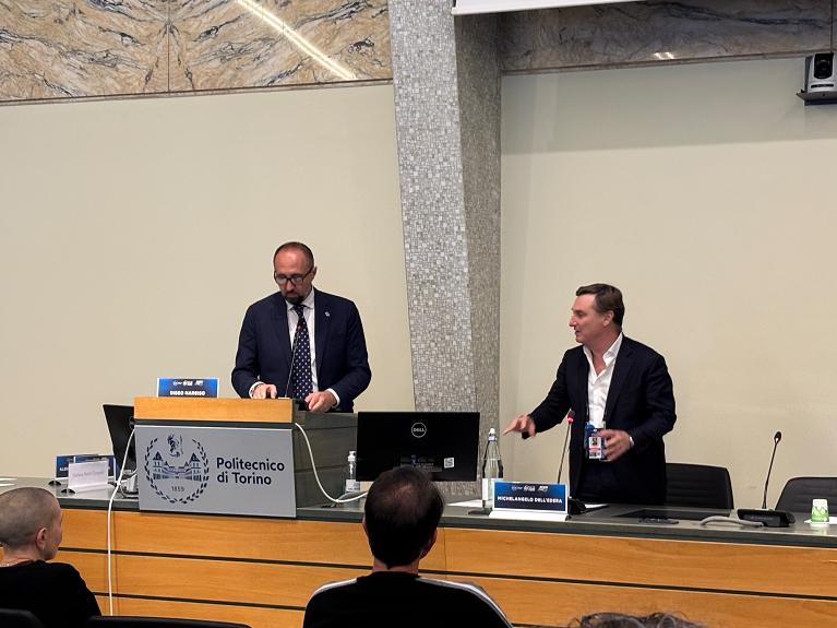 Diego Nargiso e Michelangelo Dell'Edera durante il talk tenuto al Politecnico di Torino