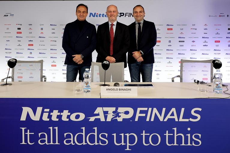 Il presidente della Regione Piemonte Alberto Cirio, il presidente della Federazione Italiana Tennis e Padel Angelo Binaghi, il sindaco di Torino Stefano Lo Russo (Foto FITP)