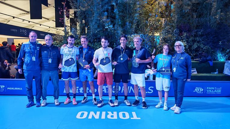 La premiazione del doppio maschile al Fan Village delle Nitto Atp Finals del Master Nazionale Tpra 2025 - “Road to Torino”