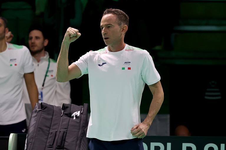 Il capitano dell'Italia Filippo Volandri esulta (foto FITP)