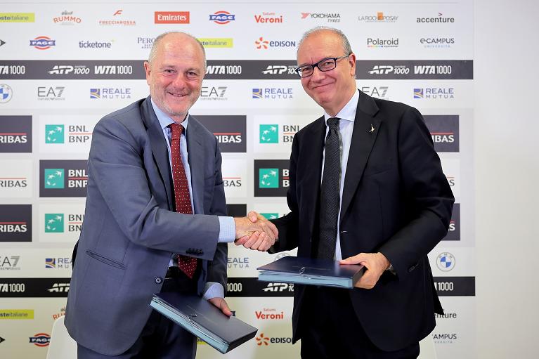 Il Presidente Federazione Italiana Tennis e Padel Angelo Binaghi con il Ministro dell’Istruzione e del Merito Giuseppe Valditara