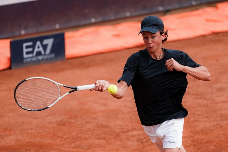 Il romano, classe 2010, Diego Masera in azione al Foro Italico (Foto FITP)