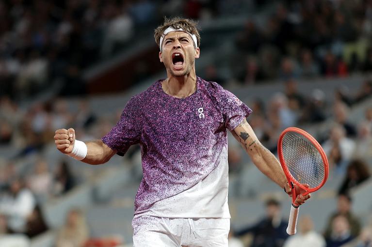 L'esultanza di Flavio Cobolli (foto Getty Images)