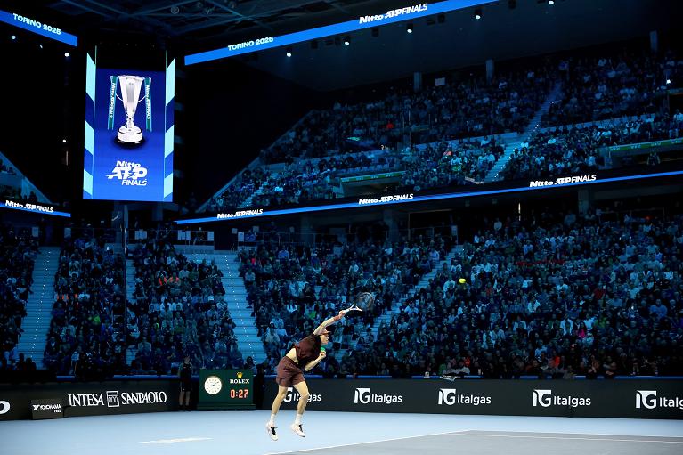 Jannik Sinner in azione alle Nitto ATP Finals 2025 (Foto FITP)