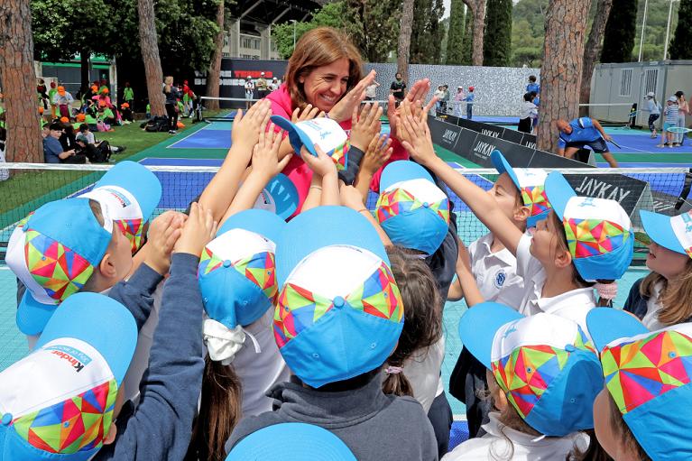 Tennis Trophy FITP Kinder Joy of Moving allo Young Village con Rita Grande durante gli Internazionali BNL d'Italia (Foto FITP)