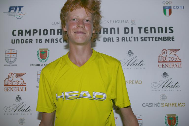 Sinner ai nazionali under 16 di Sanremo nel 2016.