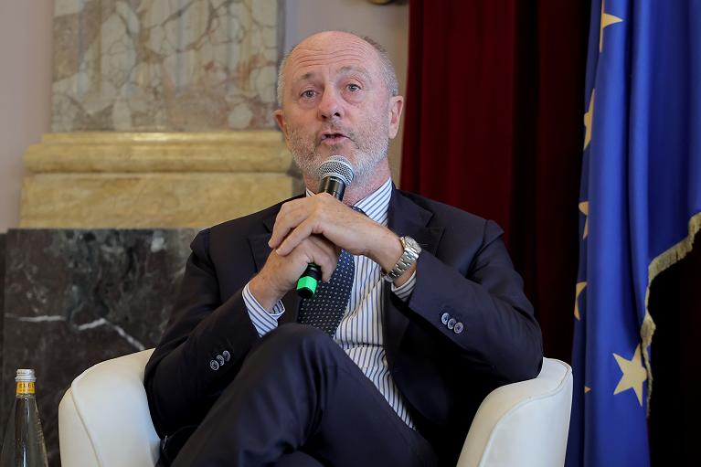 Il presidente della Federazione Italiana Tennis e Padel, Angelo Binaghi, alla conferenza stampa di presentazione delle Next Gen ATP Finals 2026 a Reggio Calabria (Foto FITP)