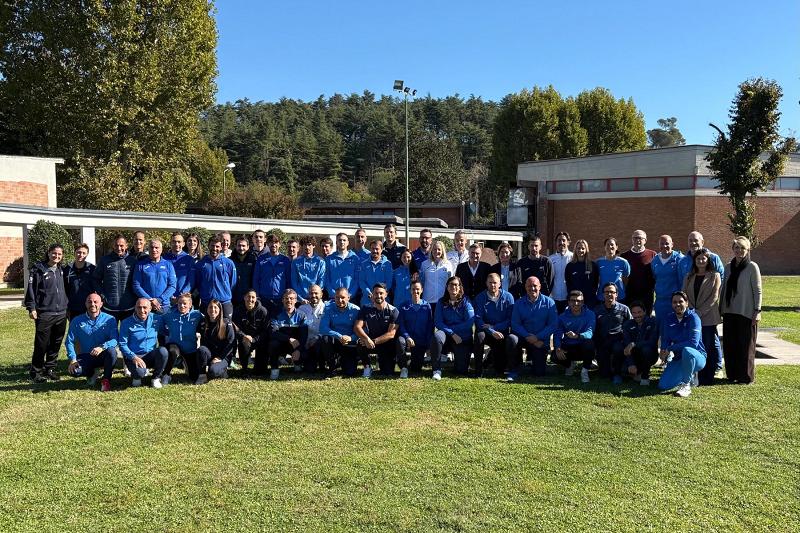 I partecipanti al primo corso per Tecnico Nazionale di 4° livello di padel al Centro di Preparazione Olimpica Acqua Acetosa