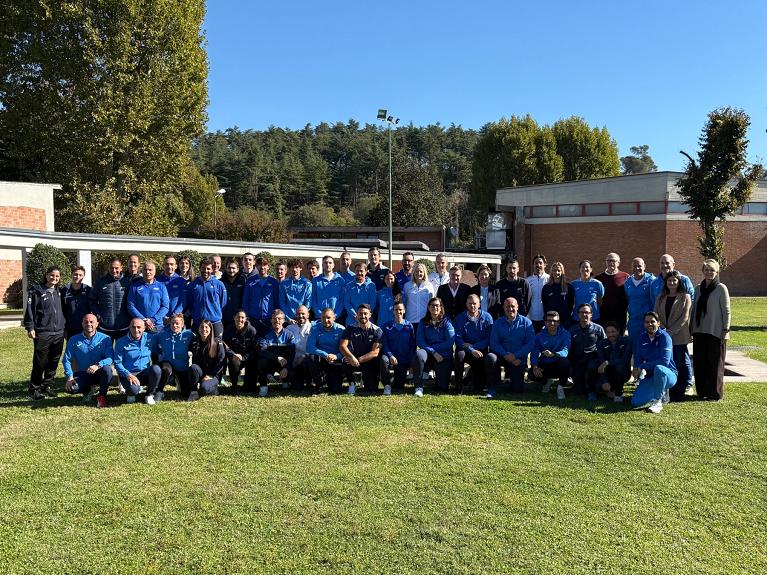 I partecipanti al primo corso per Tecnico Nazionale di 4° livello di padel al Centro di Preparazione Olimpica Acqua Acetosa